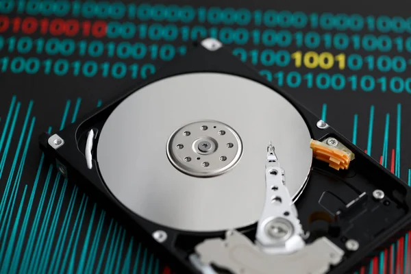 HDD lies on a table in a workshop with background — Stock Photo, Image