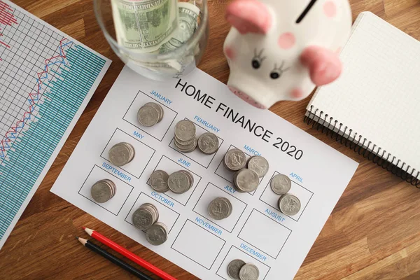 Home financial planner calendar — 스톡 사진