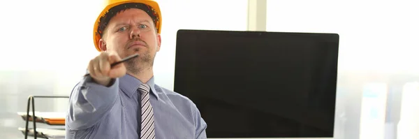 Serious Architect Working on Construction Outline — Stock Photo, Image