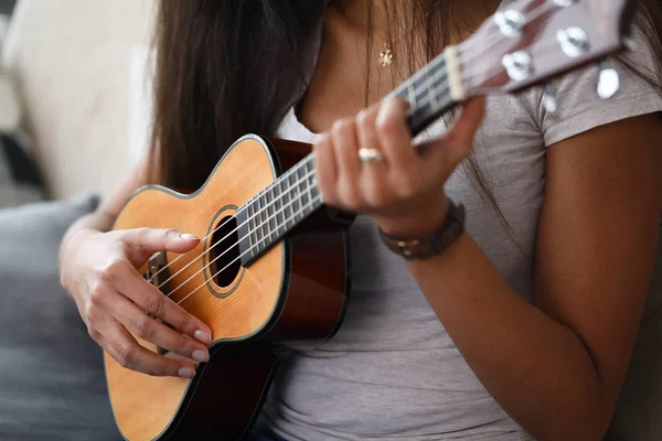 Μικρή κιθάρα με τέσσερις χορδές, καταγωγής Χαβάης — Φωτογραφία Αρχείου