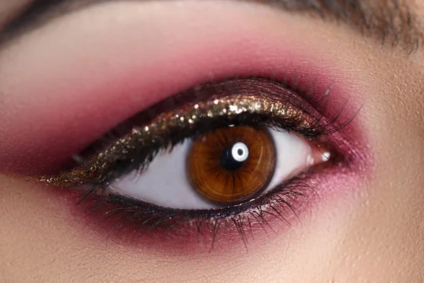 Beautiful make-up in oriental style, eye closeup. — 图库照片