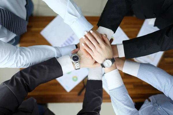 Business success concept. Group people hold together hand close up — Stock Photo, Image