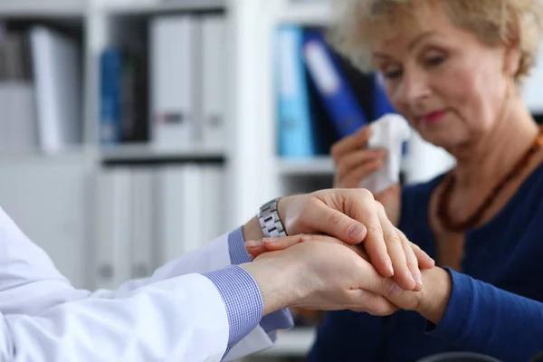 Sad lady in hospital — Stock Photo, Image