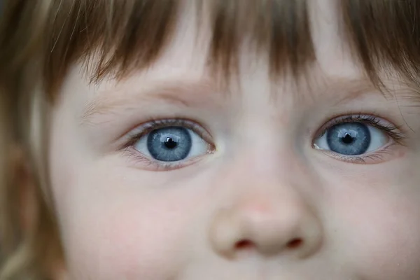 Affascinante sguardo bambino, occhi divertenti bambina — Foto Stock