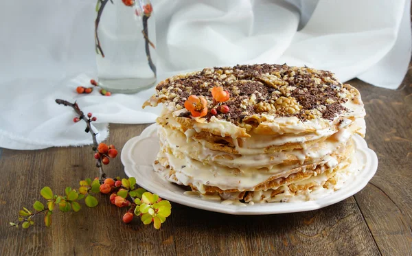 Napoleon Kakku Monikerroksinen Kakku Kerma — kuvapankkivalokuva