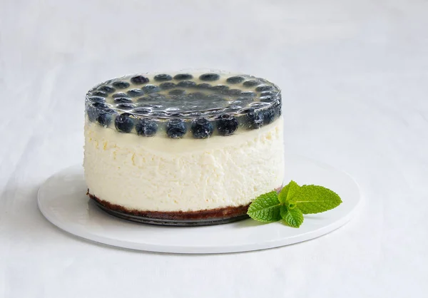 stock image cheesecake with blueberry and lemon jelly