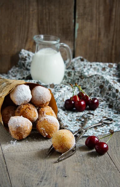 Donuts Balls Castagnoles Italian Powdered Sugar — Stock Photo, Image