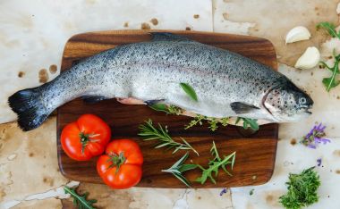 Somon taze, yemek hazır. lezzet otlar