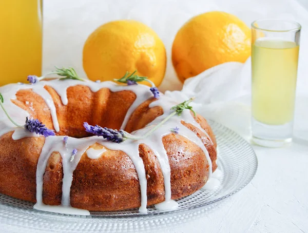 Citrón Koláč Domácí Limoncello Lavander — Stock fotografie