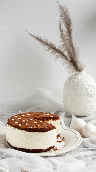 Торт Суп Вершками Шоколадними Крихтами — стокове фото