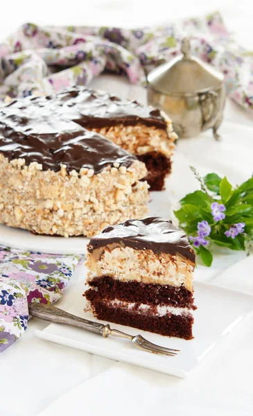 Torta Cioccolato Con Strato Dacquoise — Foto Stock