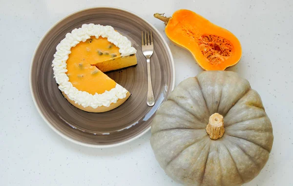 Pastel Calabaza Soufflé Con Migas Oreo Coockies — Foto de Stock