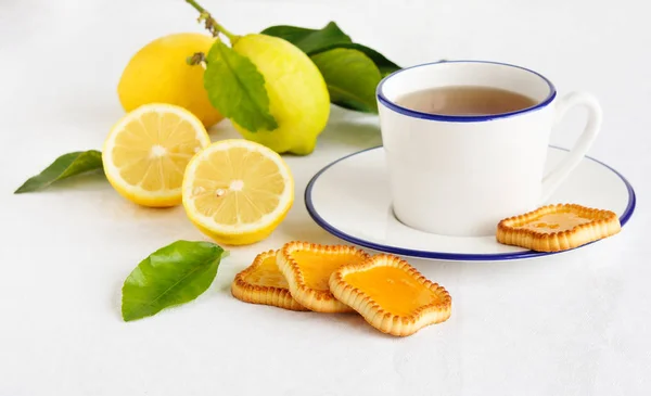 Lemon Cookies Tea — Stock Photo, Image