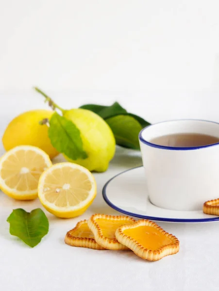 Lemon Cookies Tea — Stock Photo, Image