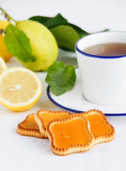 Lemon Cookies Tea — Stock Photo, Image