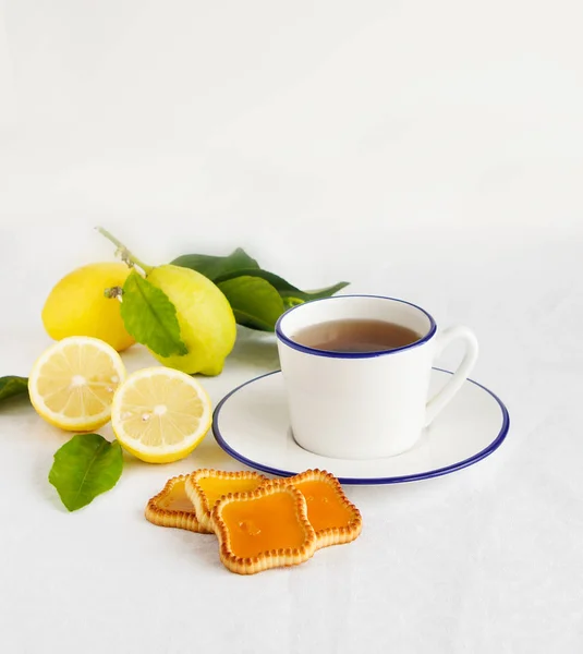 Lemon Cookies Tea — Stock Photo, Image