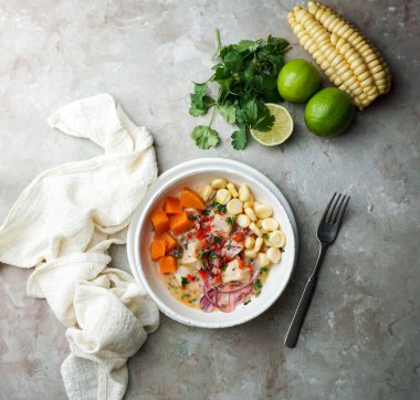 cebiche, ceviche, Latin Amerika yemeği, Peru marine edilmiş balığı.