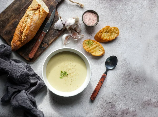 Vitlök Gräddig Fransk Soppa Ago Bouido — Stockfoto