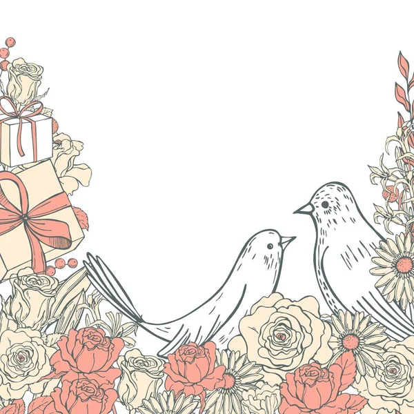 Vector Valentine's Day  background with flowers — стоковий вектор