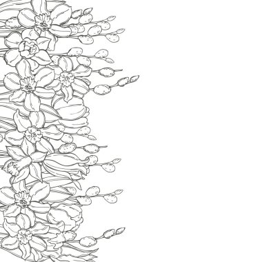 Hand drawn spring flowers. Vector background. 