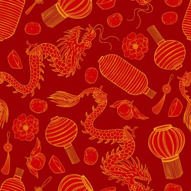 Çin Yeni Yıl geçmişi. Vektörsüz desen.