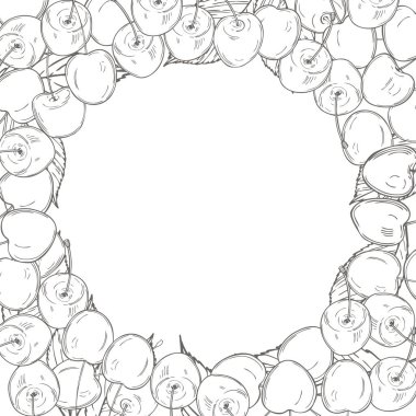 El çizimi kirazlı vektör arkaplan. Çizim çizimi.