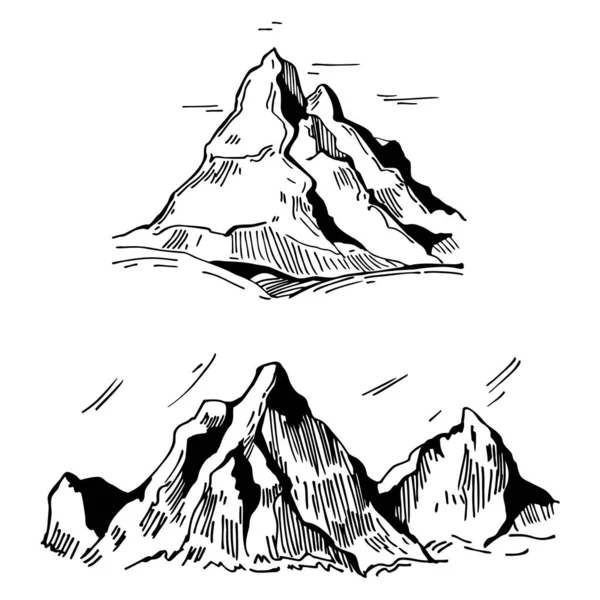 Montagnes Dessinées Main Illustration Croquis Vectoriels — Image vectorielle