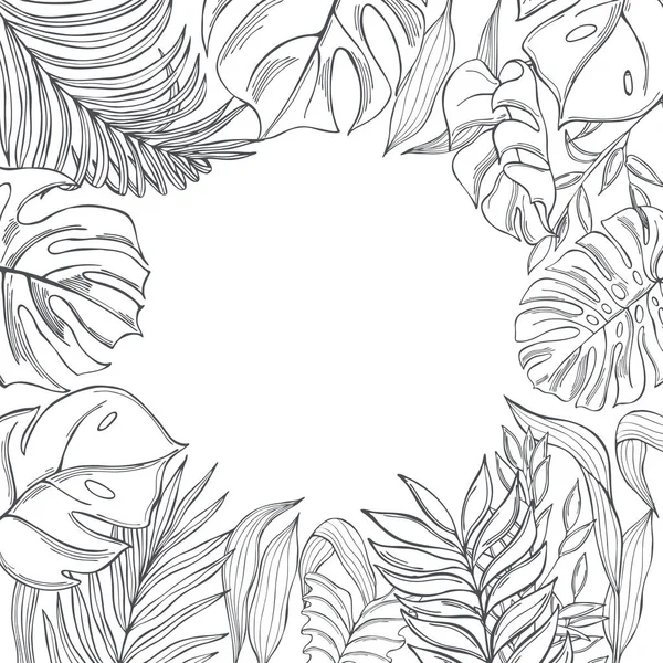 Vector Achtergrond Met Hand Getekende Tropische Planten Tekening Illustratie — Stockvector