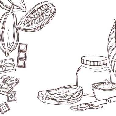 Çikolata ezmeli vektör arkaplan. Çizim çizimi