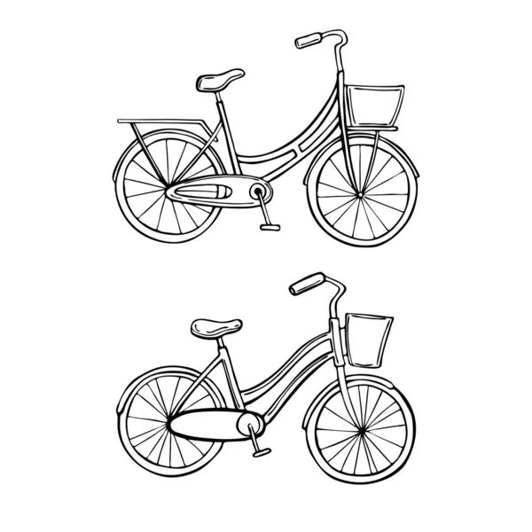 Bicicletas Desenhadas Mão Desenho Vetorial Ilustração — Vetor de Stock