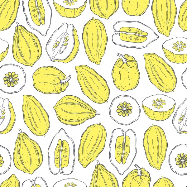 Citron Dessiné Main Modèle Sans Couture Vectoriel — Image vectorielle