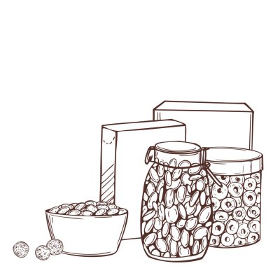 El yapımı kahvaltı gevrekleri. Vektör çizimi çizimi