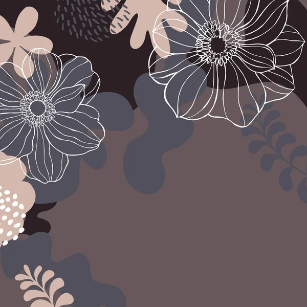 Floraler Hintergrund Mit Handgezeichneten Blumen Und Blättern — Stockvektor