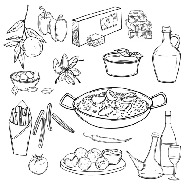 Comida Barcelona Dibujo Vectorial Ilustración — Archivo Imágenes Vectoriales