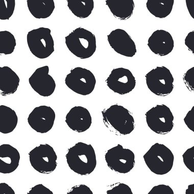 Beyaz arka planda soyut yuvarlak fırça darbeleri. Vektörsüz desen.