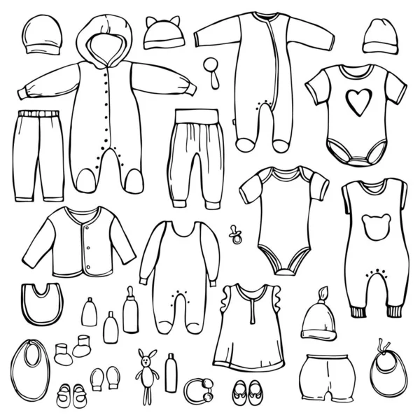 Baby Clothing Vector Desenho Ilustração —  Vetores de Stock