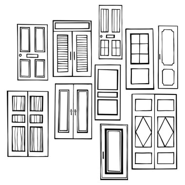 El çizimi kapılar. Vektör çizimi çizimi.