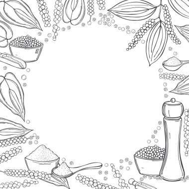 Elle çizilmiş karabiberli vektör arkaplan. Çizim çizimi.