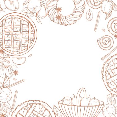 Elmalı turtayla vektör geçmişi. Çizim çizimi.