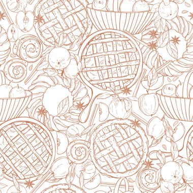 Elmalı turtayla kusursuz bir şablon. Çizim çizimi.