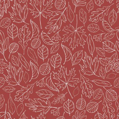 El yapımı sonbahar yaprakları ve böğürtlen. Vektörsüz desen.