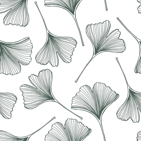 Feuilles Ginkgo Dessinées Main Modèle Sans Couture Vectoriel — Image vectorielle