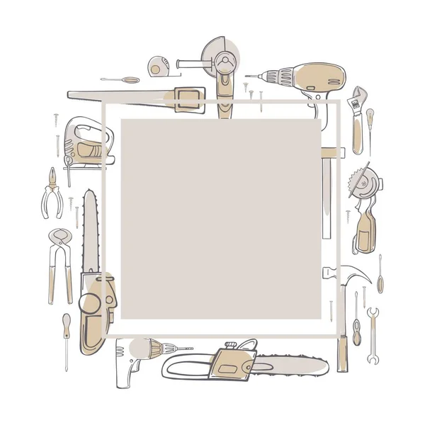 Fundo Vetorial Com Ferramentas Trabalho Desenhadas Mão Desenho Ilustração —  Vetores de Stock