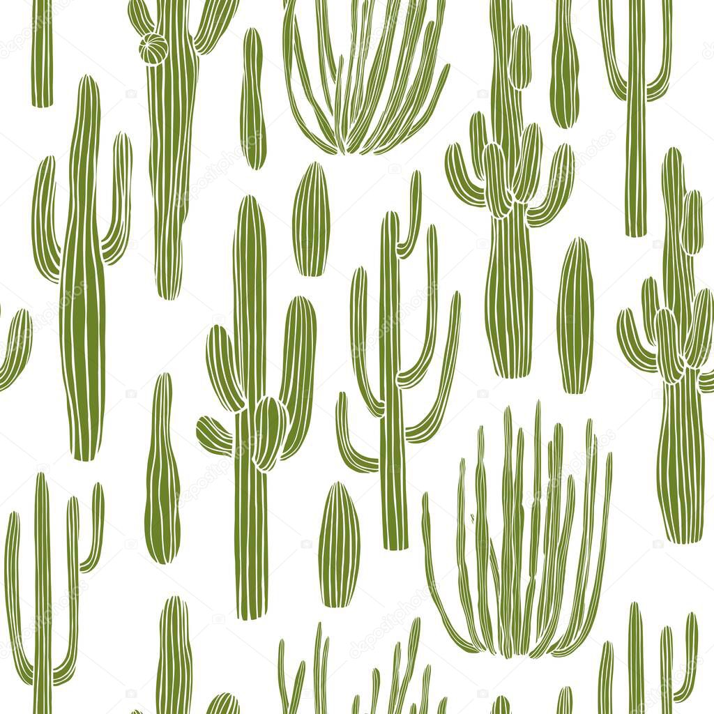 Desert cacti. Vector  seamless pattern
