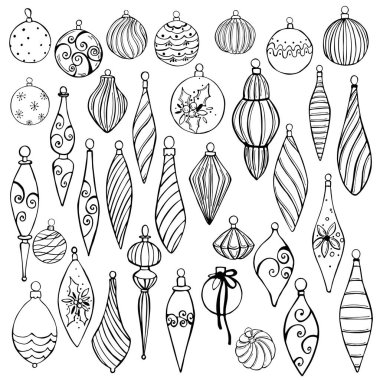 El çizimi Noel topları. Vektör çizimi çizimi.