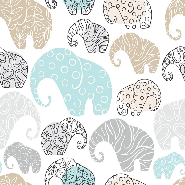 Διάνυσμα Αδιάλειπτη Μοτίβο Ελέφαντες Λευκό Φόντο — Διανυσματικό Αρχείο