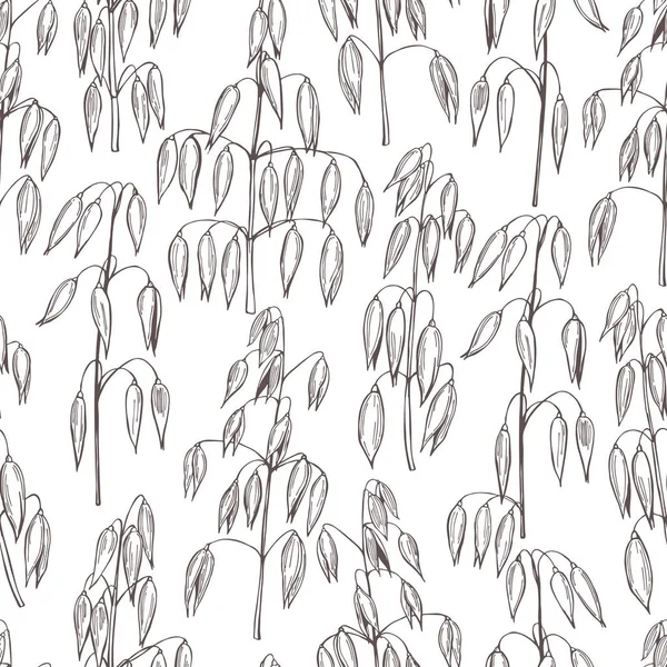 Рука Намальована Рослина Вівса Векторний Безшовний Візерунок — стоковий вектор
