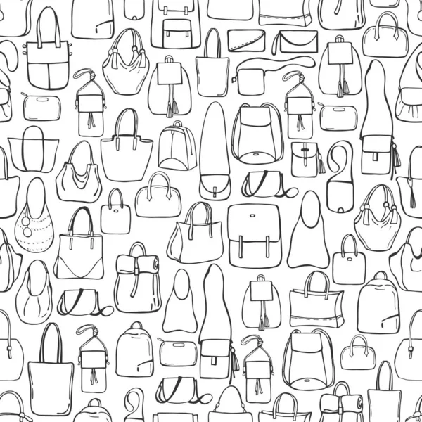 Bolsos Mujer Hechos Mano Patrón Sin Costura Vectorial — Vector de stock