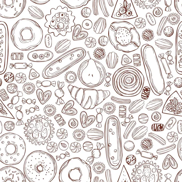 El yapımı fırın ürünleri. Kurabiyeler, kekler, şekerler. Vektörsüz desen