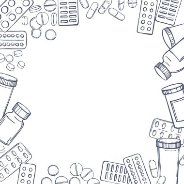 El yapımı haplar ve ilaçlar. Vektör arkaplanı